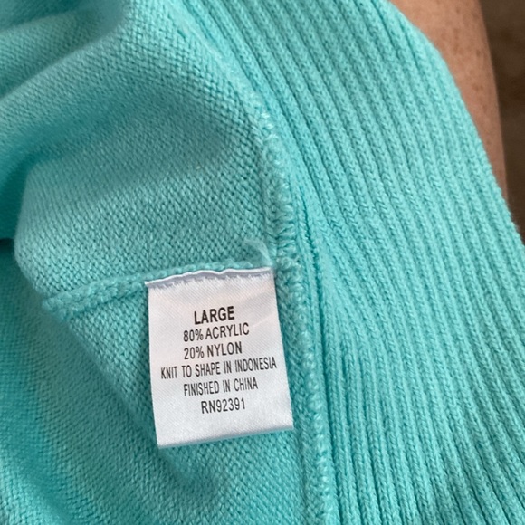 Turquoise zip up sweater $12 size L - Picture 6 of 7